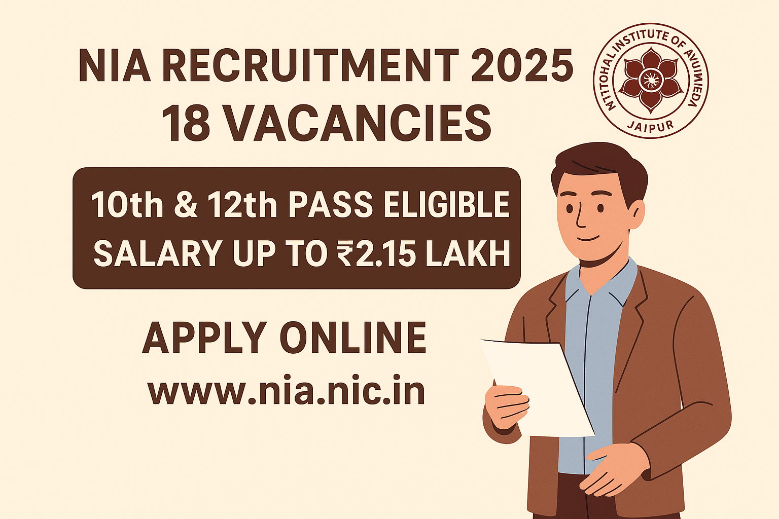 NIA Recruitment 2025: Apply Online for 18 Vacancies